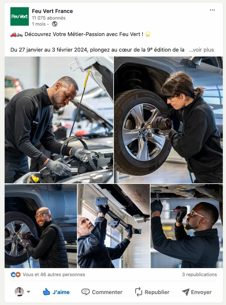 Exemple de post LinkedIn Feu Vert Utilisant nos Photos 6