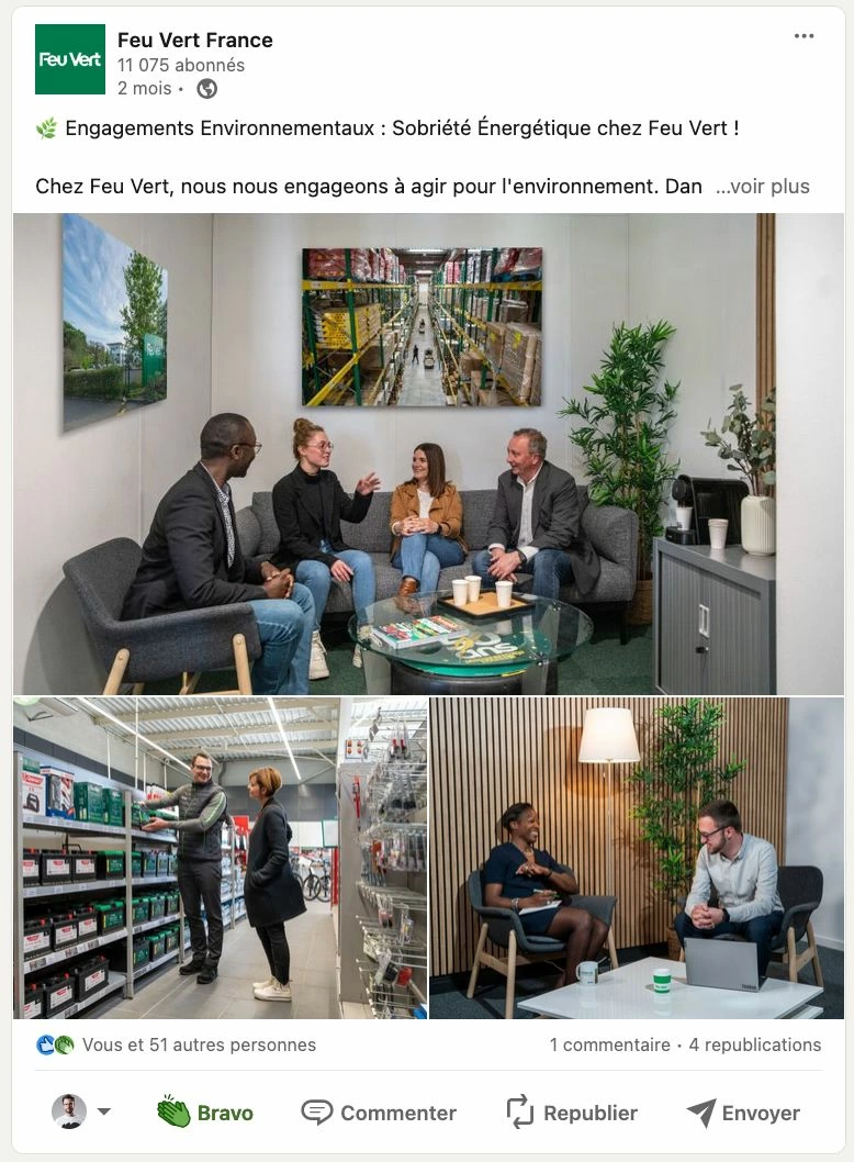 Exemple de post LinkedIn Feu Vert Utilisant nos Photos 7