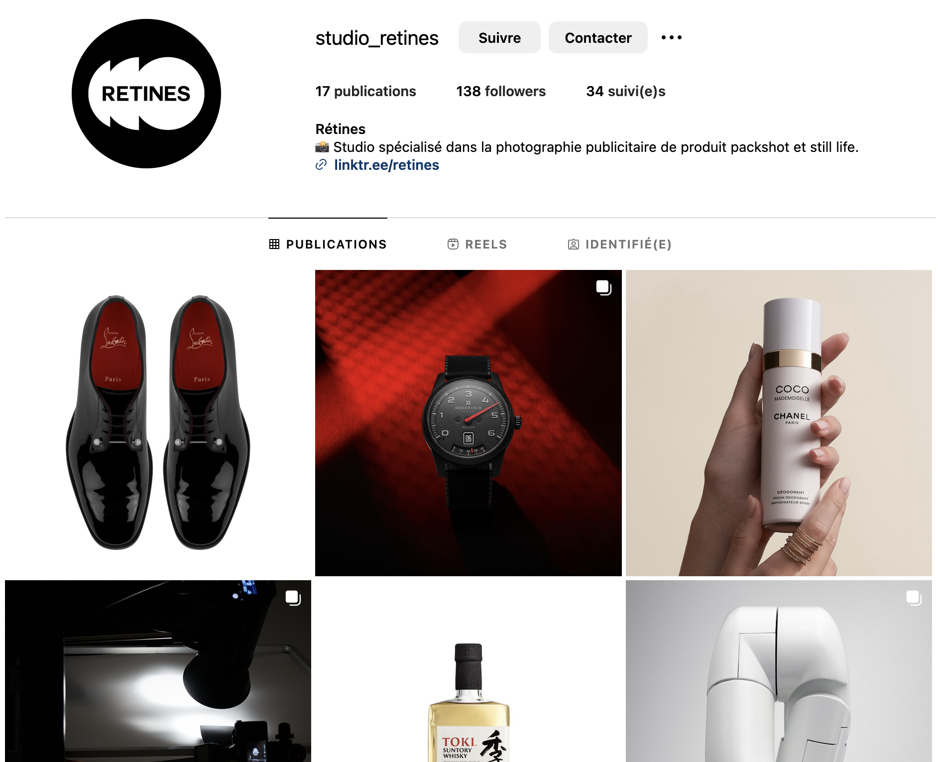 Capture d’écran 2024-10-16 à 16.48.21 Page instagram du studio rétines