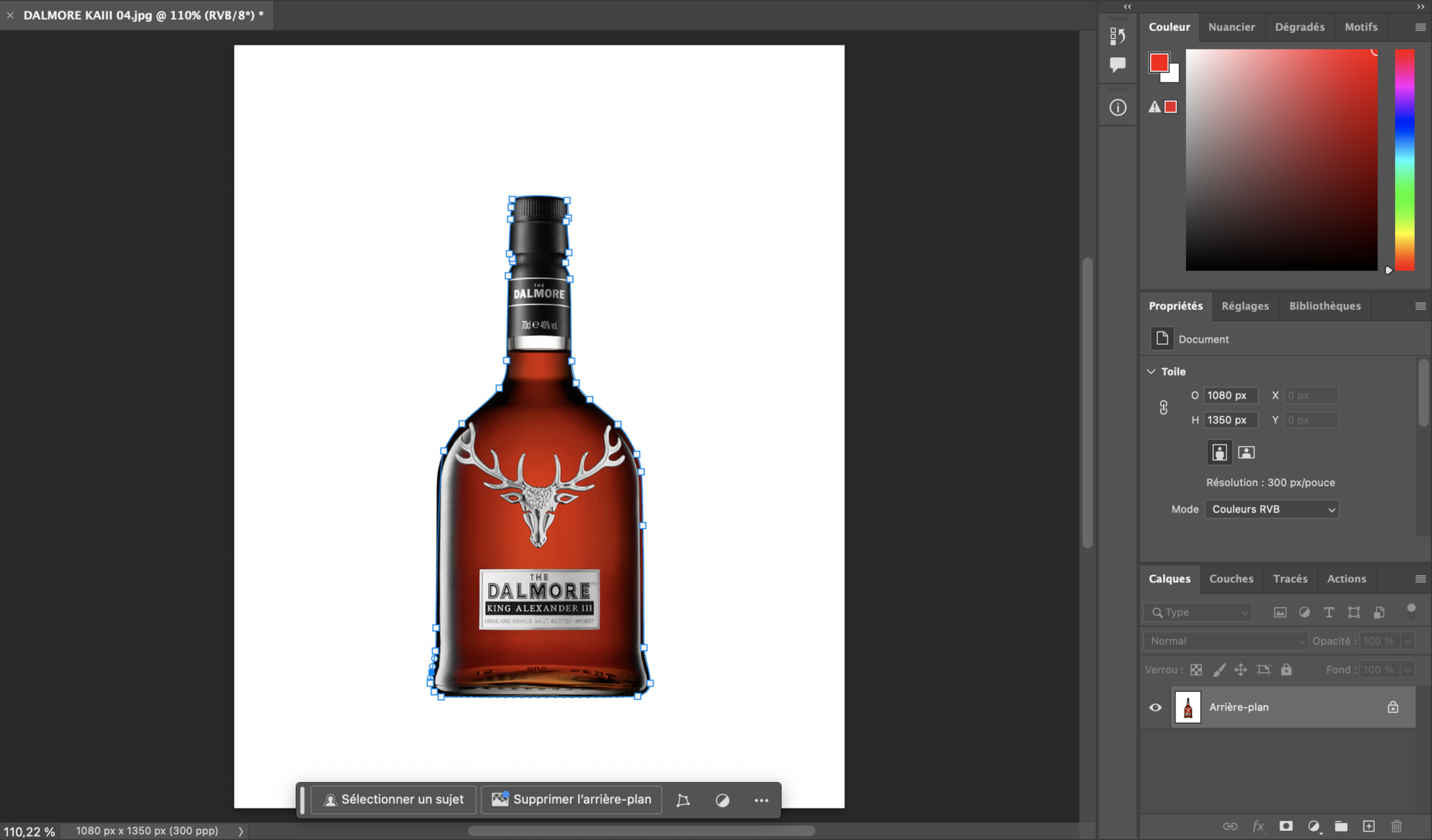 Détourage sur photoshop de la Dalmore