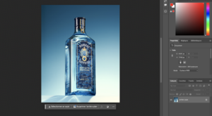 Image de l'outil photoshop avec une bouteille de bombay