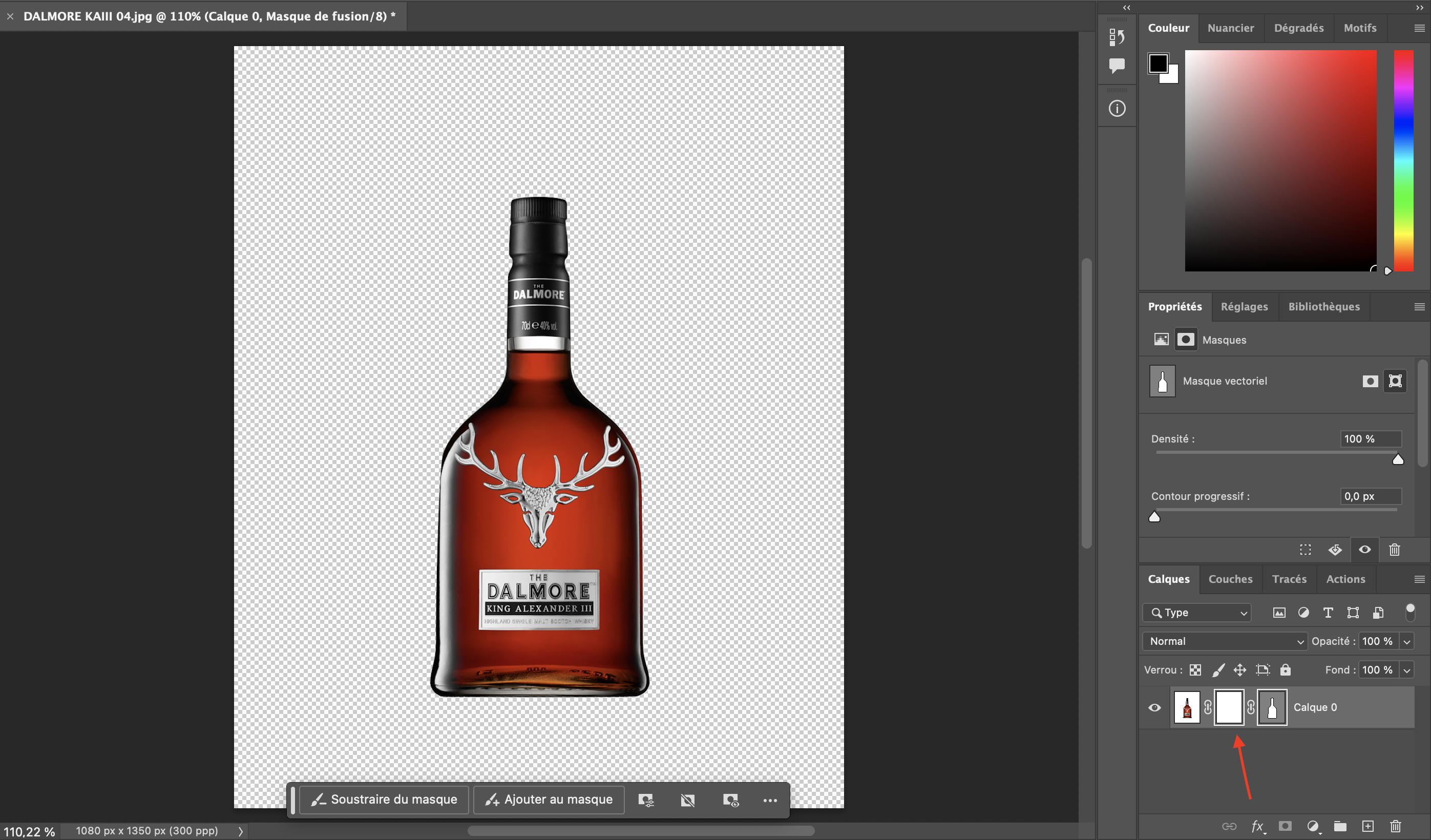 Masque de fusion sur la bouteille dalmore