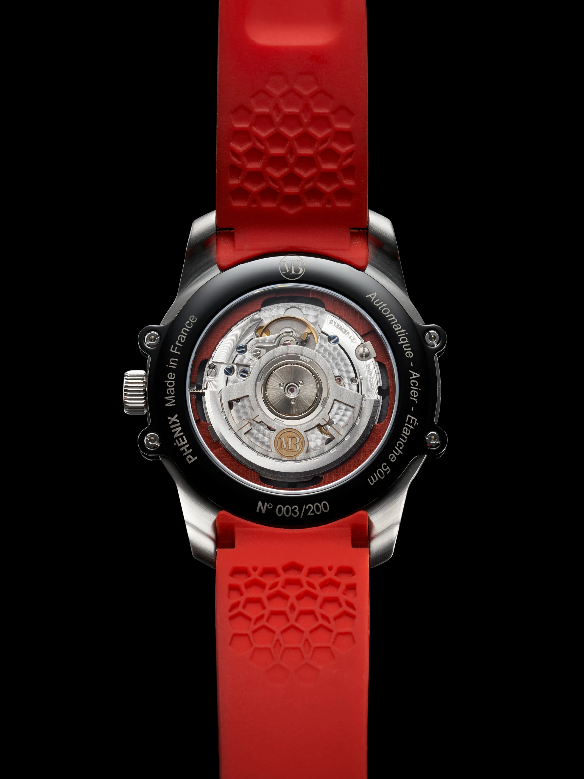 Packshot de la montre Phenix de MB Watches bracelet en caoutchouc
