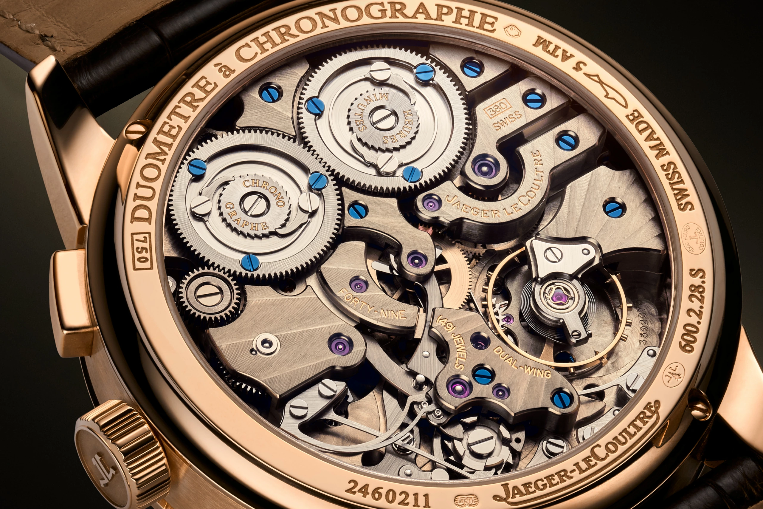 Photographie macro d'une montre JLC Duomètre