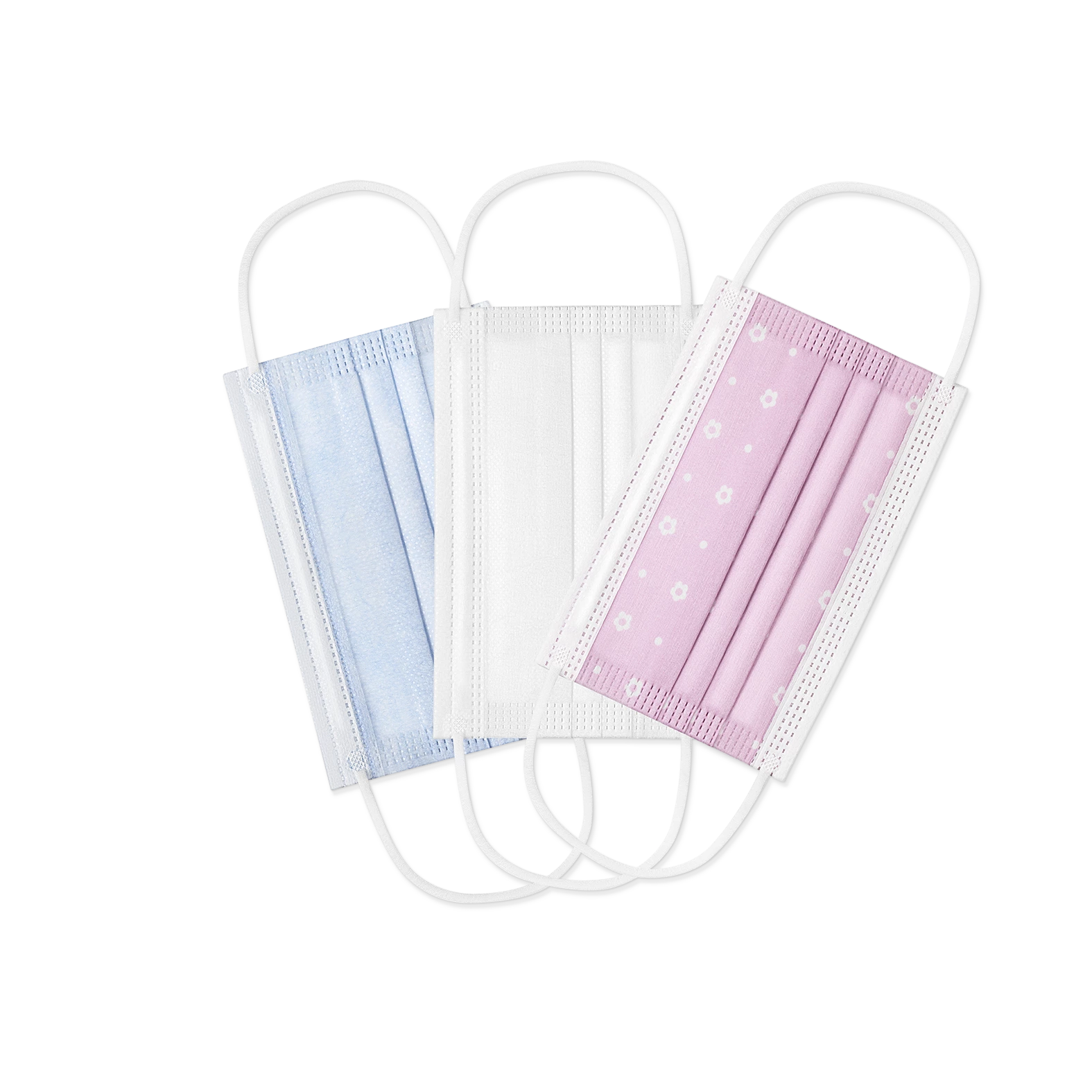 Packshot de masques chirurgical de plusieurs couleurs