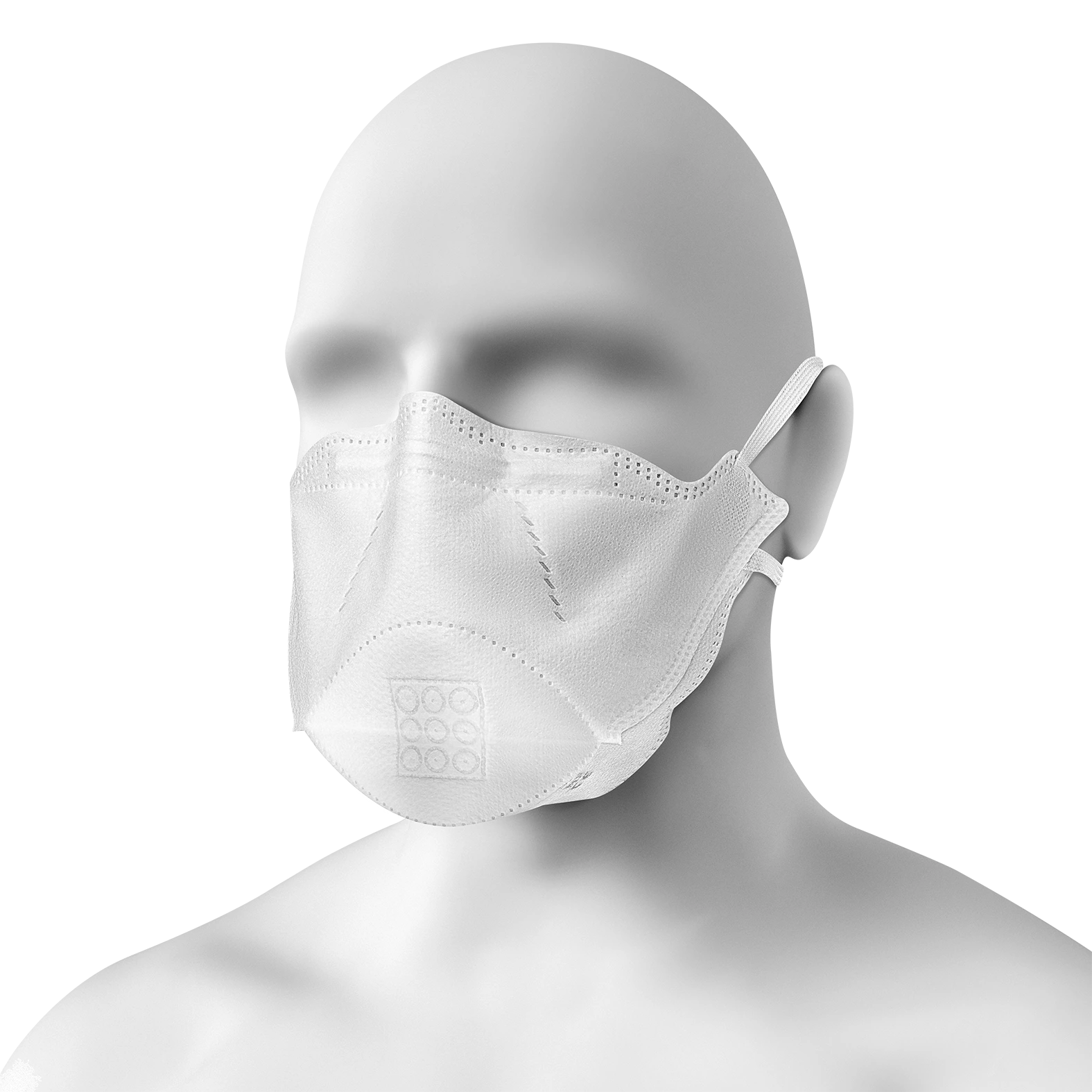 Packshot d'un masque chirurgical FFP2 sur un mannequin
