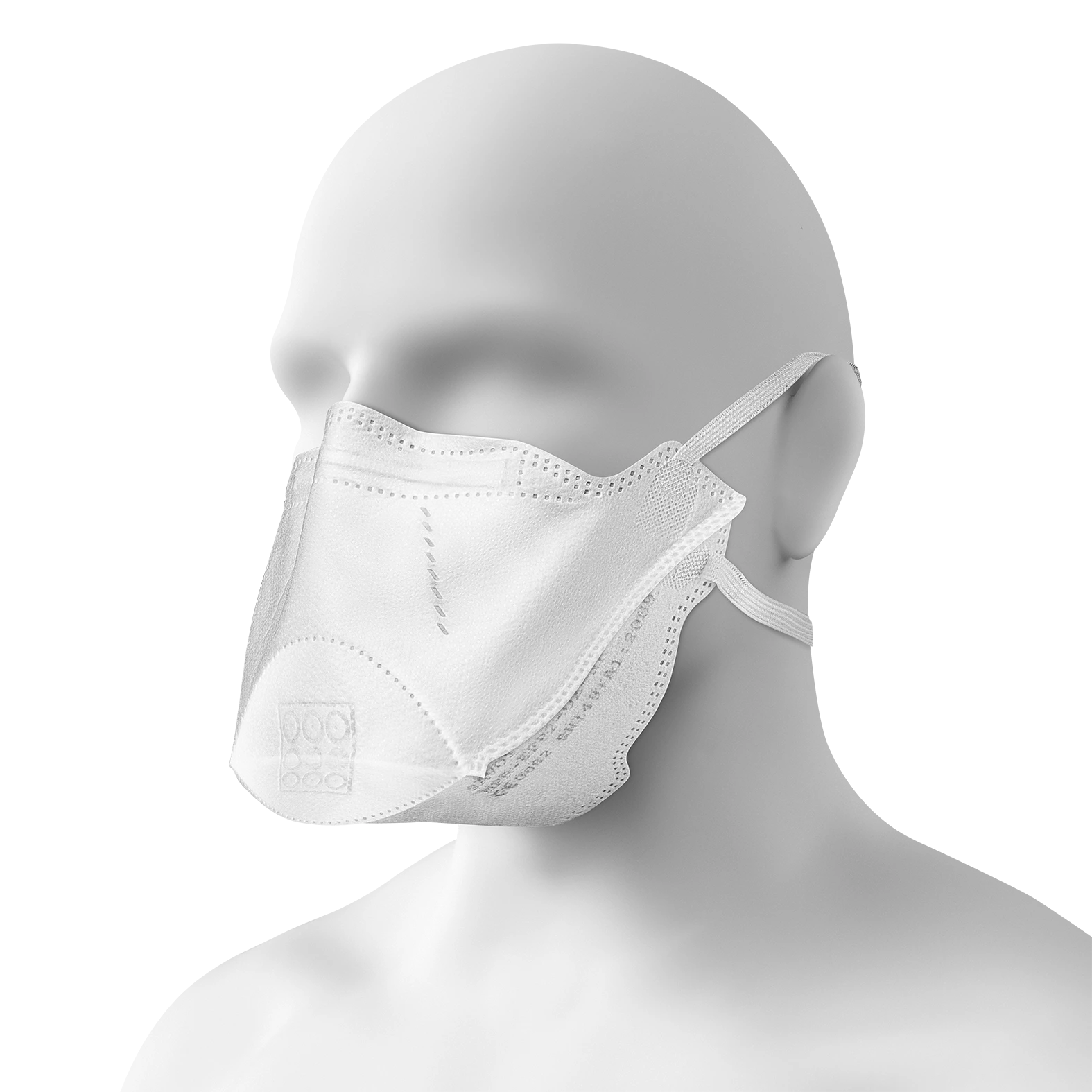 Packshot de masque chirurgical FFP2 porté