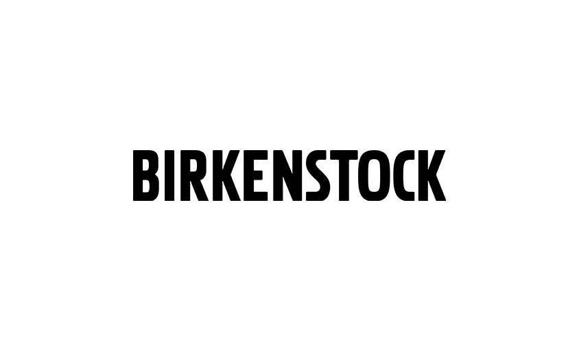 Une image haute résolution affiche le mot BIRKENSTOCK en caractères gras, noirs et majuscules, sur un fond blanc.