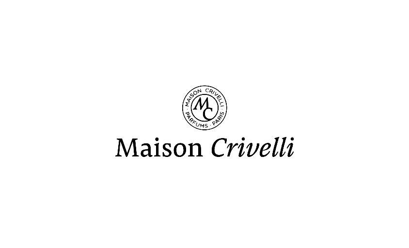 Logo de Maison Crivelli présentant un emblème circulaire avec MC et Parfums Paris au-dessus du nom de la marque en caractères italiques gras, idéal pour les shootings de branding.
